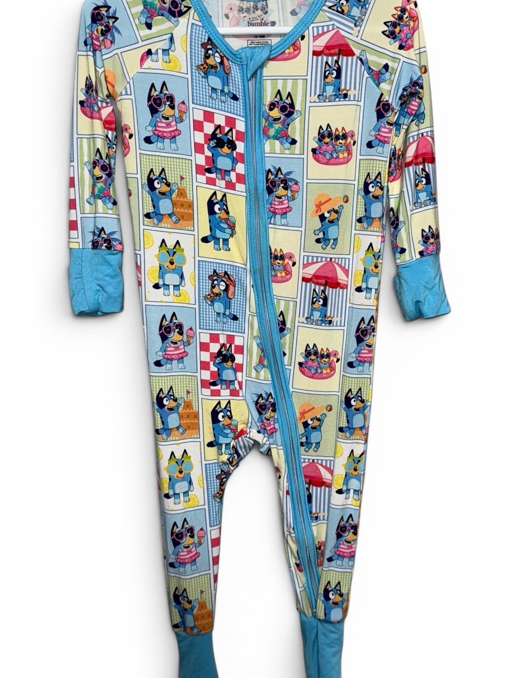 ‘Bluey’ Print Zip-Front Kids One-Piece - Light Blue
